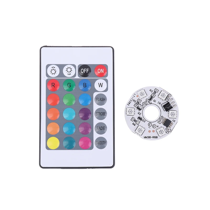 Tablero de luz RGB de Color, fuente de luz LED redonda, interruptor de bajo voltaje DC 5V, Control remoto para Base de adorno, LED DIY