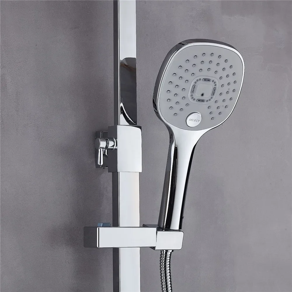 Black Bathroom Shower Faucet Set  Chrome  SUS304 Bathroom Rainfall Shower Mixer Tap SUS304 Bath and Shower Faucet Set