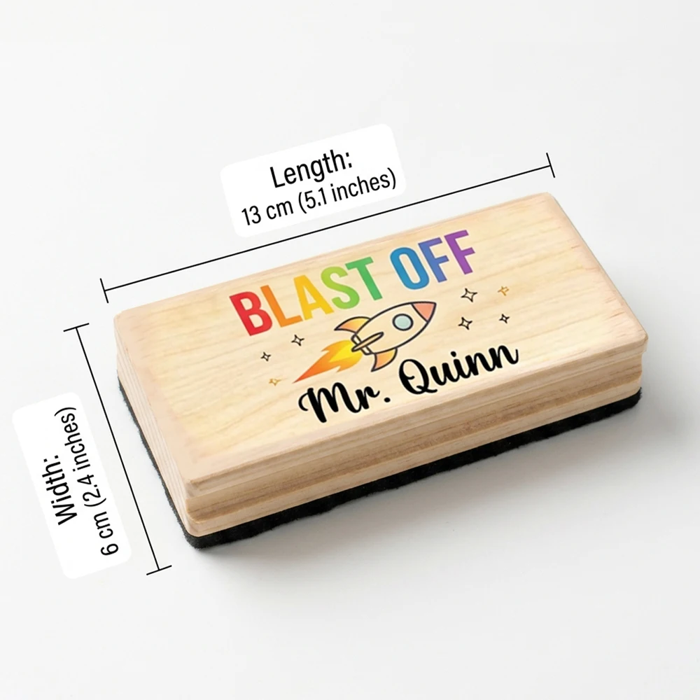 Personalized Custom Text Wooden Blackboard Eraser,Teacher Appreciation Gift,Back‑to‑School,Birthday,School Office Supplies