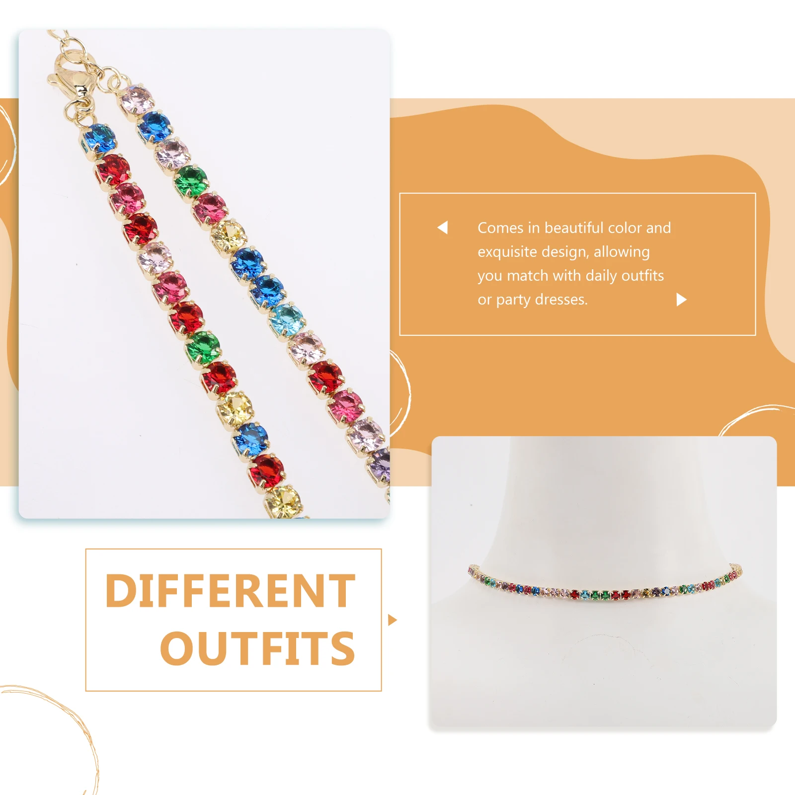 

Zircon Stones Tennis Necklace Crystal Rhinestone Chain Necklace Lightweight Fashion Jewelry for Women Party Daily