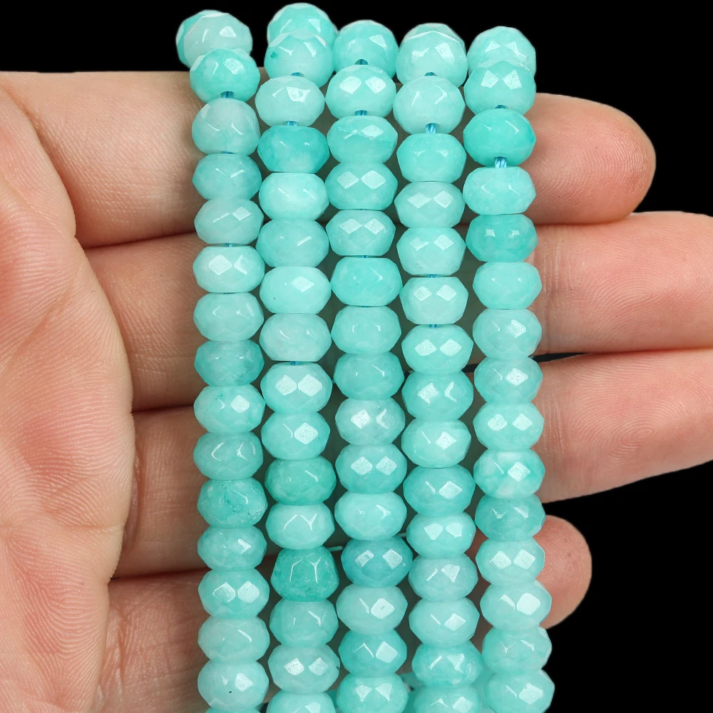 5x8mm Natürlich ‌ Facettierte Amazonit-Stein-Chalcedon-Abacus-Rondell-Perlen für die Schmuckherstellung, DIY-Armband, Halskette, Zubehör, 15 Zoll – Detail 5