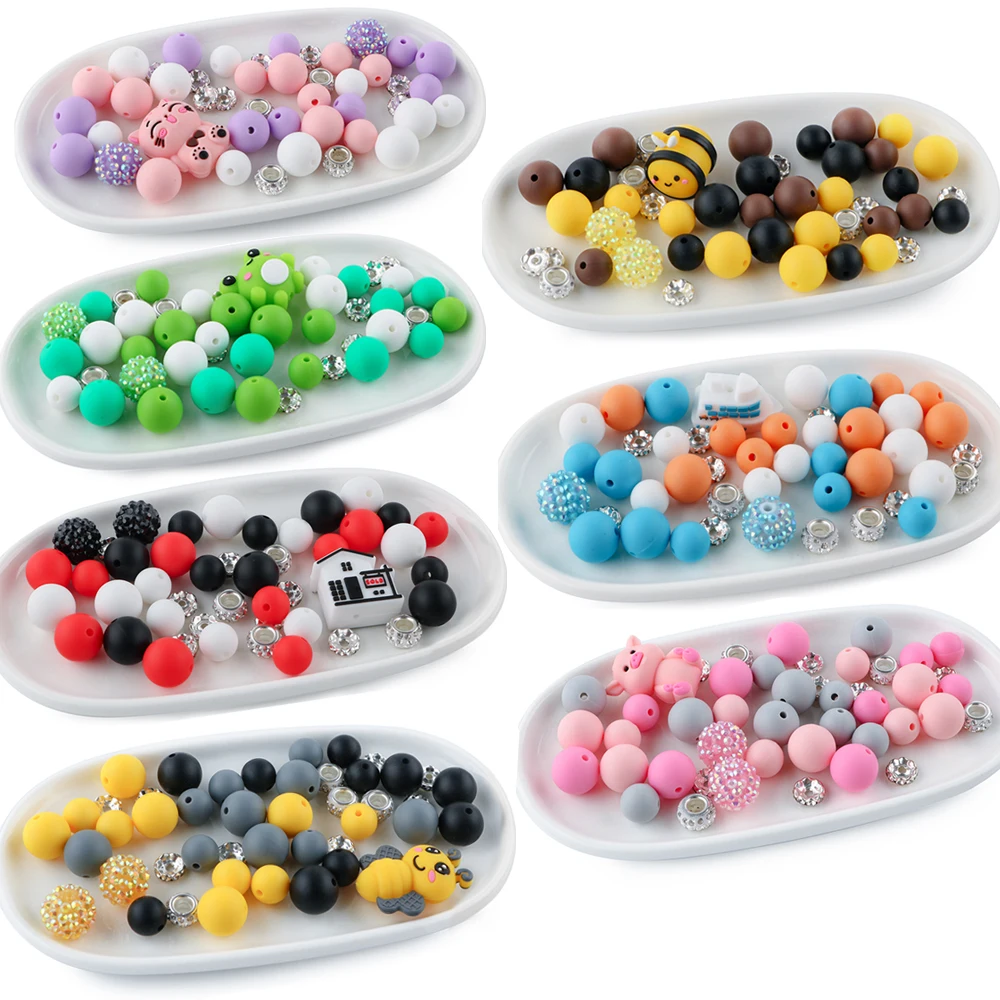 

45pcs/Lot Silicone 3D Animal/Silicone Round Bead Set For Jewelry Making Earrings Necklace Bracelet DIY Personalize Accessories