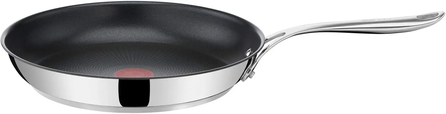Tefal Jamie Oliver Stainless Steel Frying Pan 24 cm, Pancake Pan | Titanium Non-Stick Coating, Thermo-Signal Heat Indicator, Ind