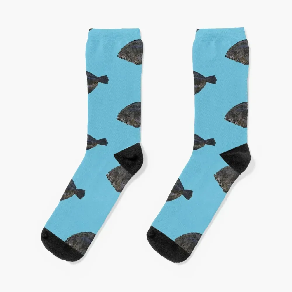 

Summer Flounder (Fluke) Black Alternate Print Socks warm winter valentine gift ideas christmas gifts Socks Man Women's