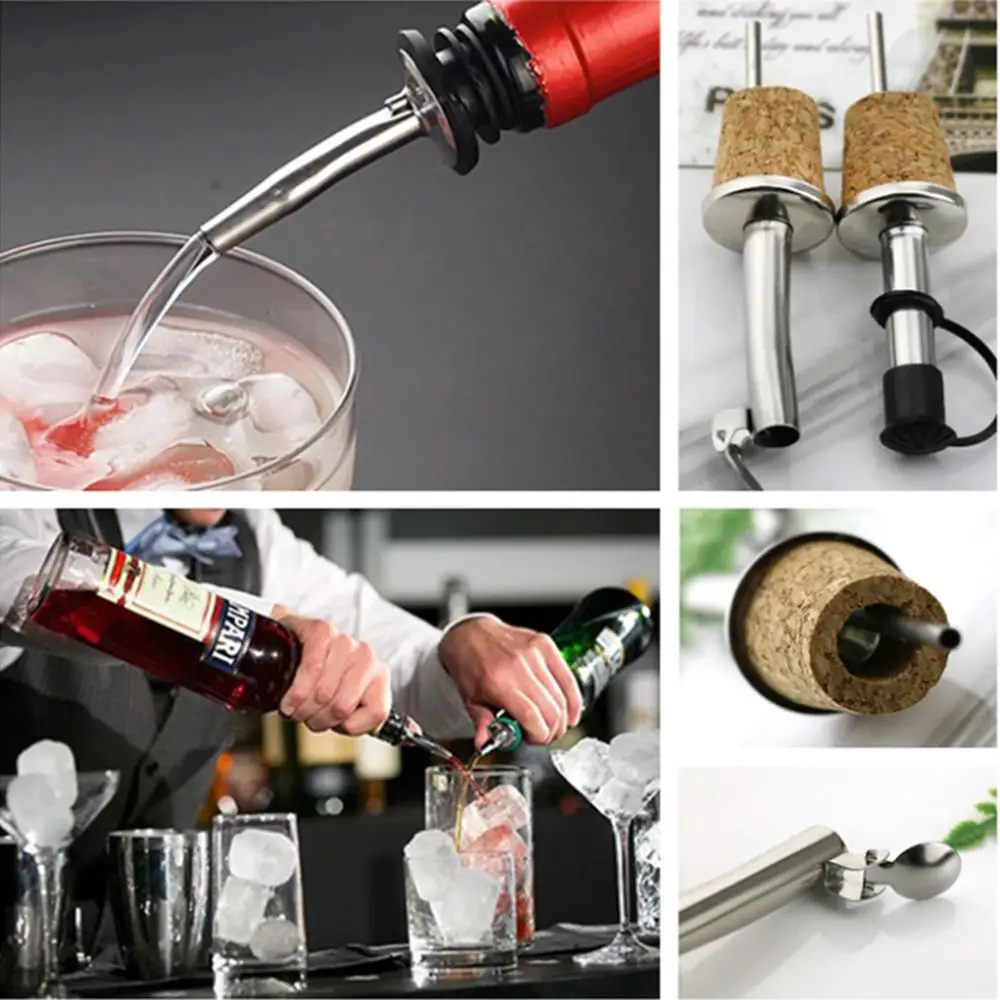 1/3PCS Kitchen Barware Plug Wooden Cork Wine Pourer Bottle Stopper Oil Dispenser