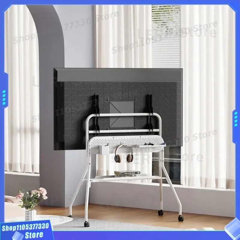 Soporte Universal de Madera Maciza para TV, Carro Móvil de Piso, Soporte Vertical para Televisores de 55, 65 y 75 Pulgadas, Mueble Colgante con Ruedas