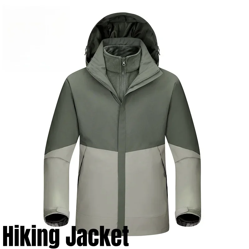 

Men Hiking Jacket Hjumping Sports Clothing Windproof Detachable Interchange Outerwear Stylish Villous Camping Hiking Coat