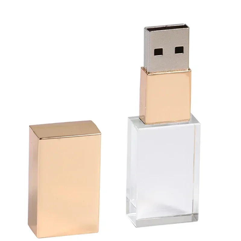 JASTER Crystal USB 2.0 Flash Drive 128GB Creatieve huwelijksgeschenken Pen Drive 64GB 100% echte capaciteit Pendrive Gratis aangepast logo 32GB