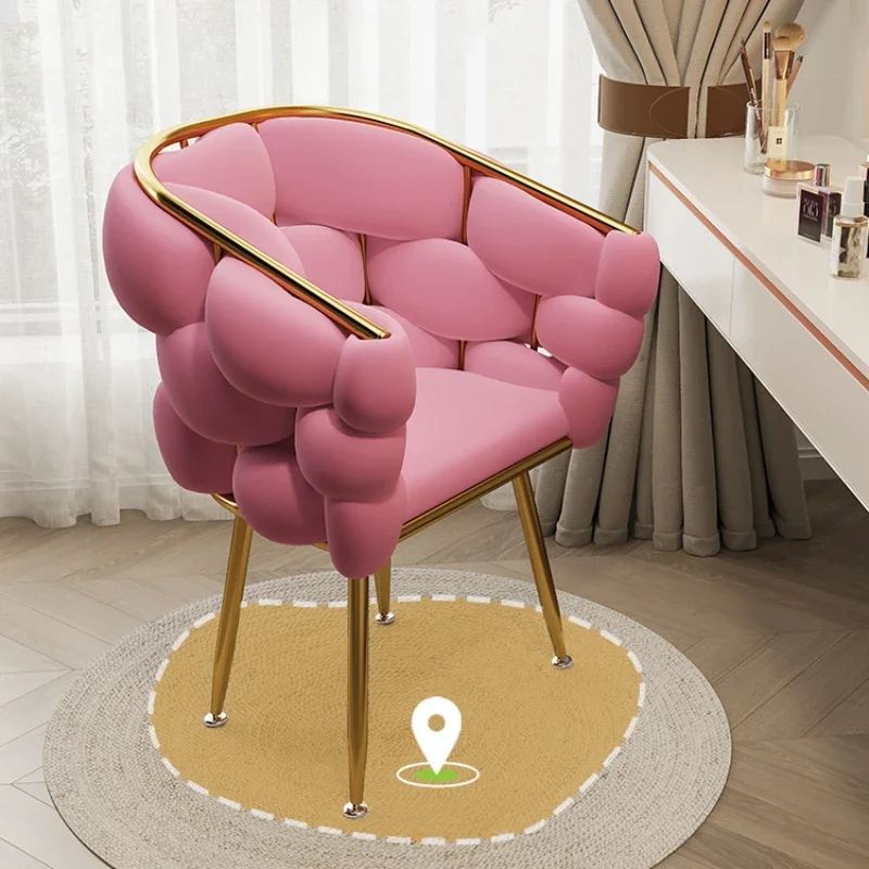 

Comfortable Breathable Makeup Chair Roughened Pipe Stool -Strong Resilience Cream Style Petal Chairs for Living Room Furniture