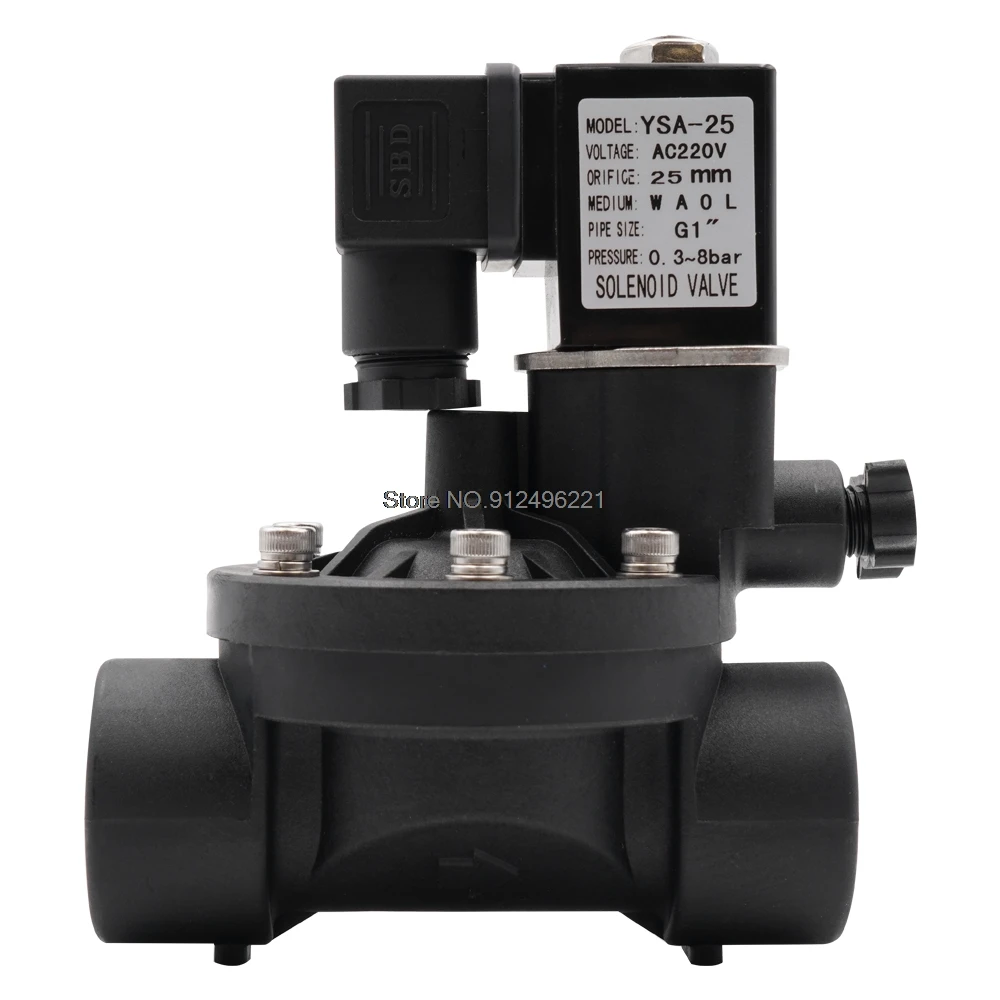 Normally Closed or Open AC220V 2 Way Pilot Operated Plastic Solenoid Valve,Water Valves With Manual Switch And FLow Adjustment.