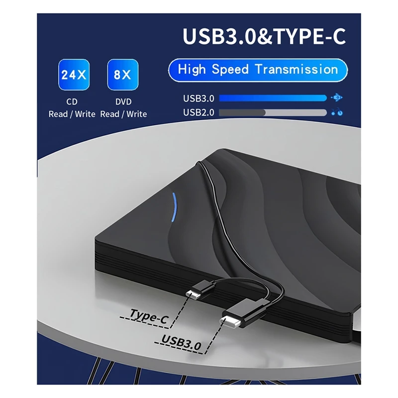دي في دي خارجي متعدد الوظائف Type-C Blu-Ray CD Writer ، محرك الموقد ، قارئ مناسب لأجهزة الكمبيوتر المحمول ، الكمبيوتر الشخصي ، في أي مناسبة ، جديد ، USB