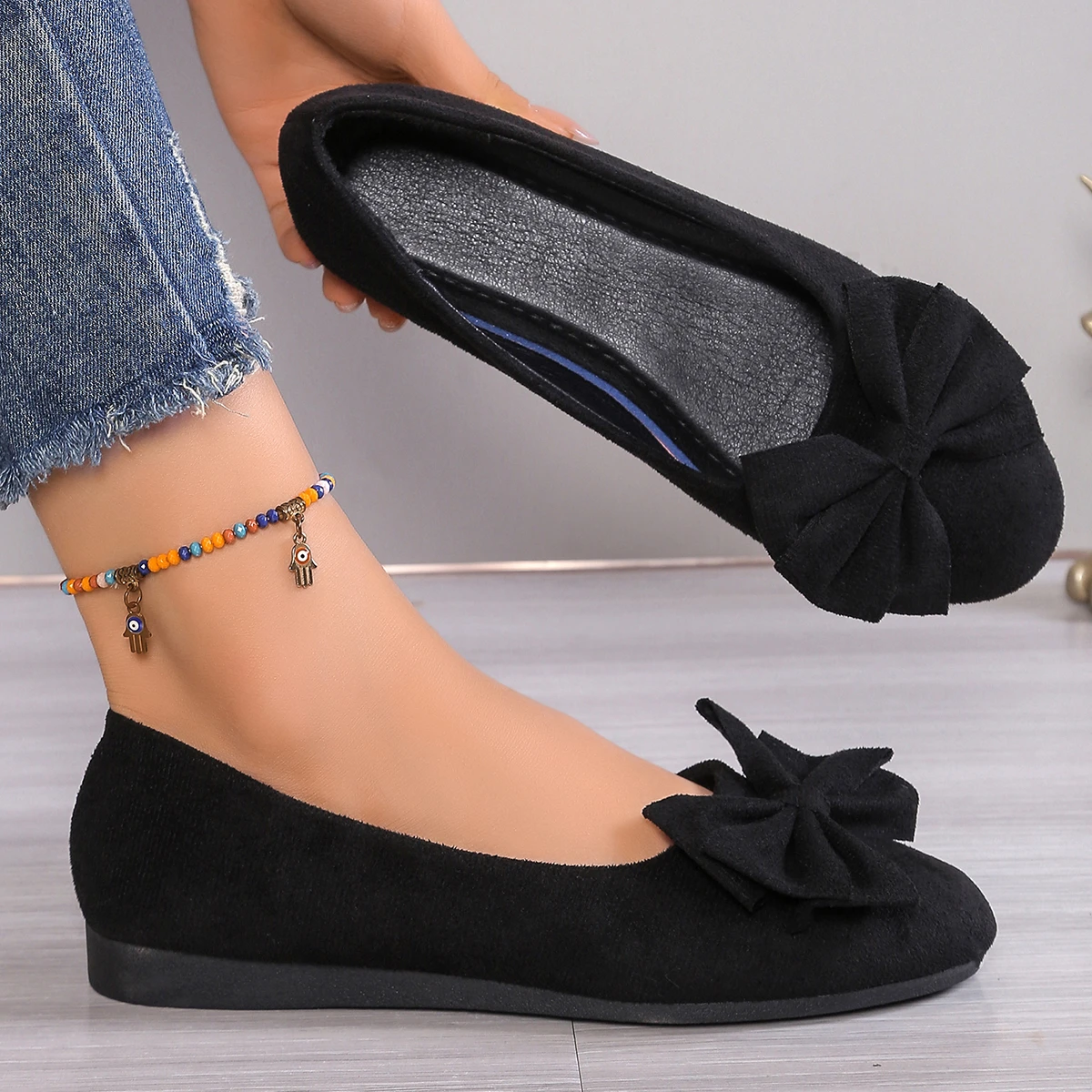 Women's Shoes 2025 Spring Casual Round Toe Flat Shoes Women Fashion Flowers Flats Women Comfort Slip on Loafers Zapatos Mujer