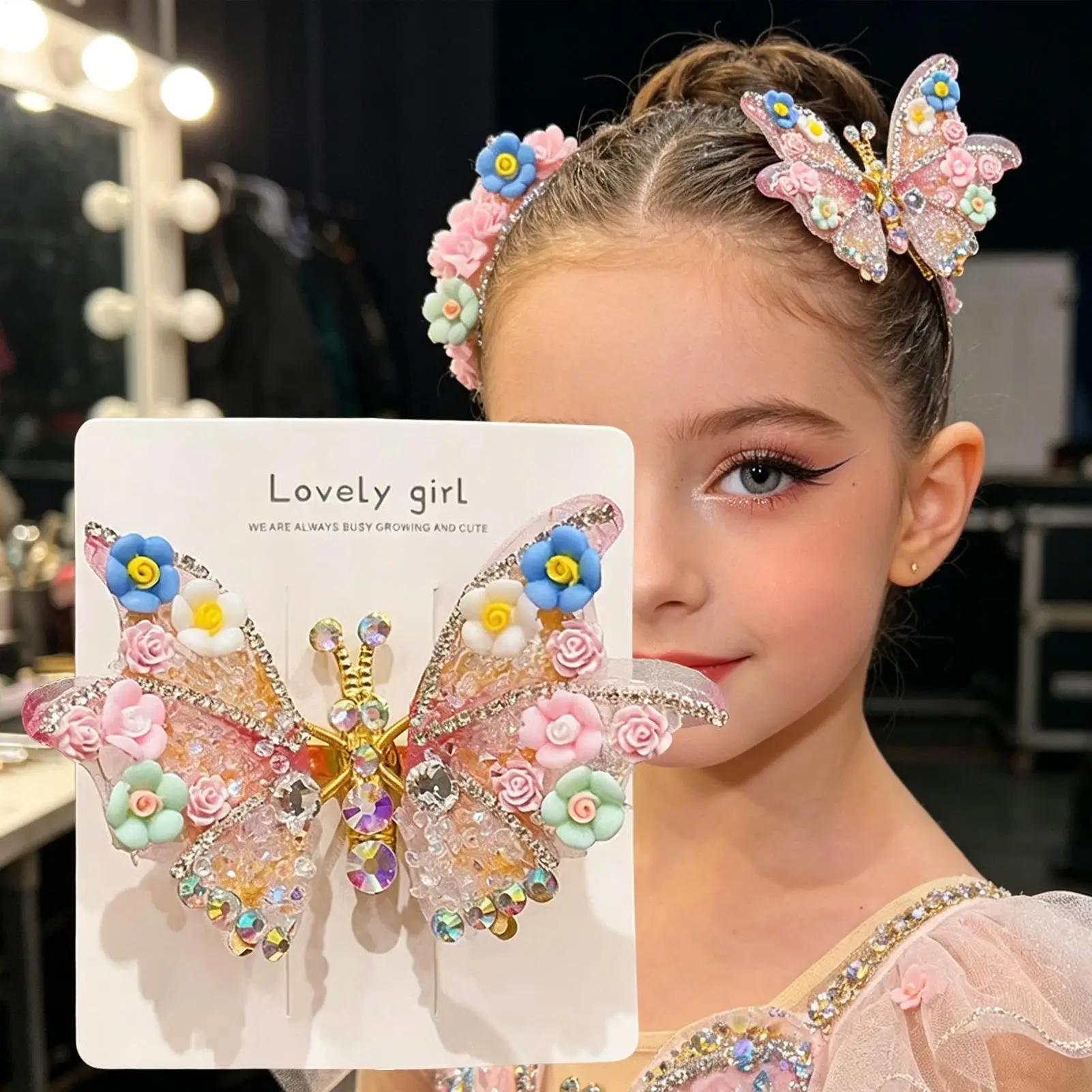 Colorful 3D Rhinestone Flying Pins Butterfly Clips for Hair Butterfly Wings Clips for Holiday Festival Wedding Bridal Party
