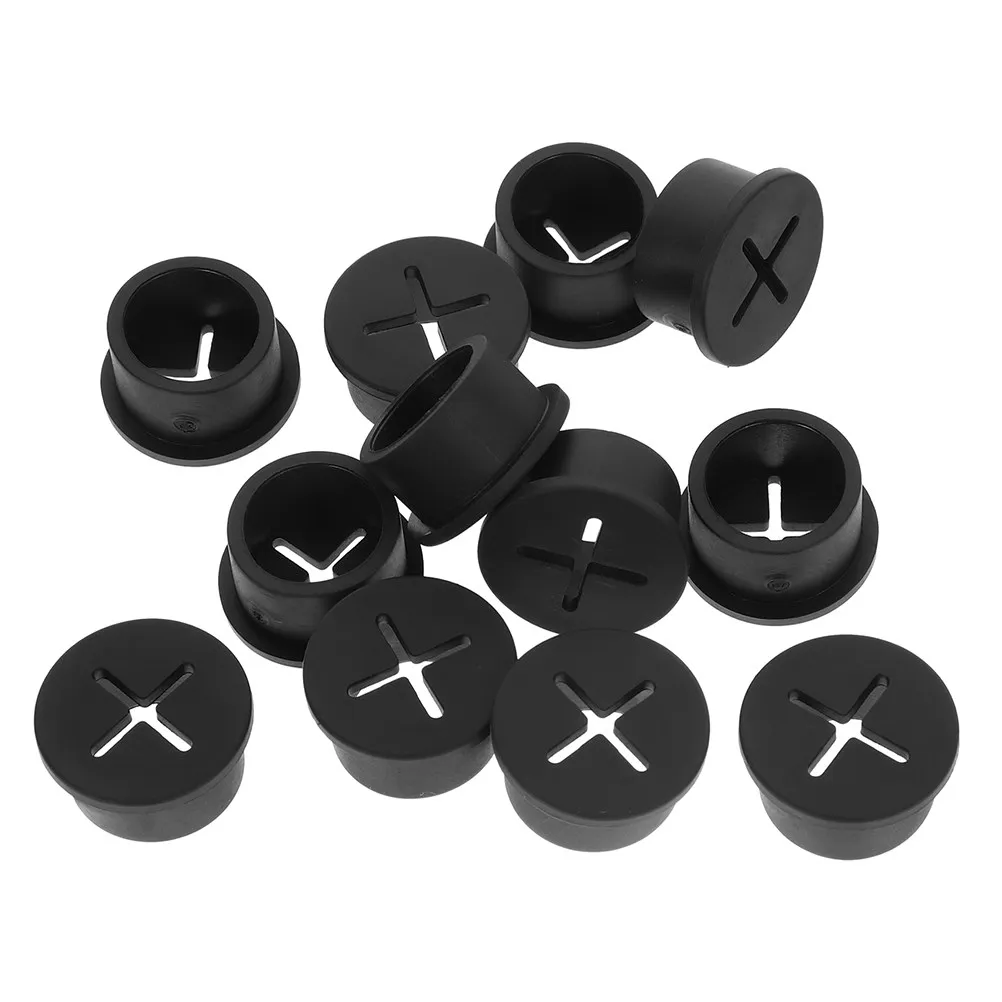 20Pcs Black Rubber Grommet Covers for Desk Holes Flexible Cable Cord Organizer Dust Proof Desk Hole Plug Wire Hole Cover