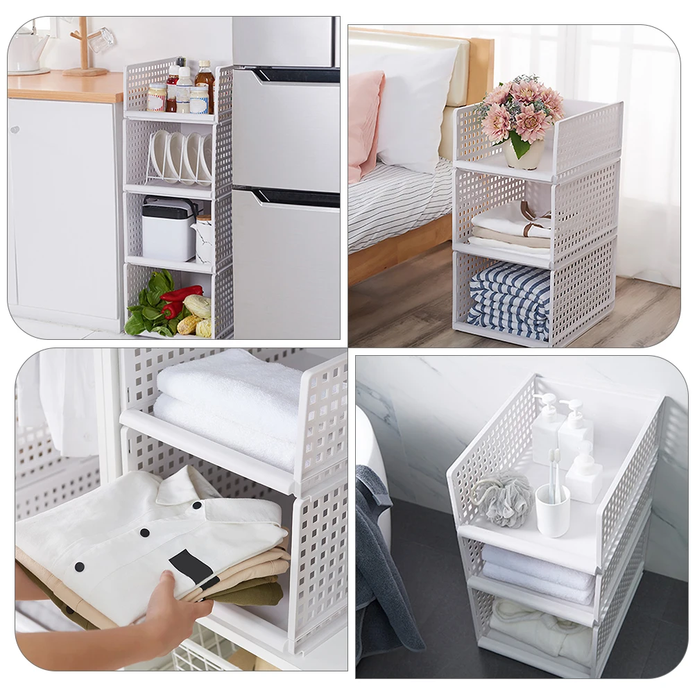 

Plastic Clothes Storage Basket Wardrobe Holder White Drawer Large Capacity Stackable Closet ganizer Tshirt Pants Basket Home