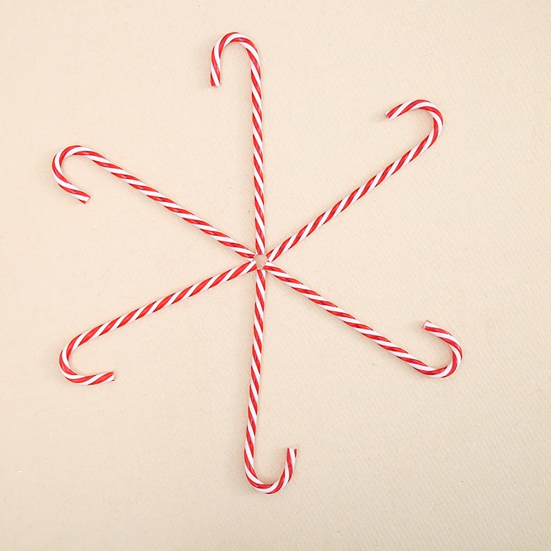 Fotografia 3: (6 peças) decoração de árvore de natal de plástico com desenho de cana em cores pastéis decorativas de ano novo para festas e feriados