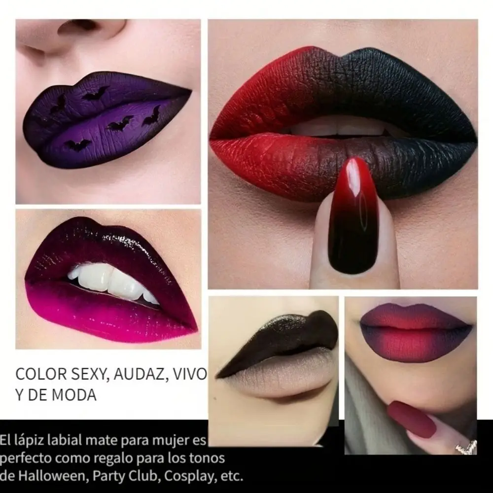 Waterdichte Zwarte Lip Tint Decoratieve Cosmetica Langdurige Donkere Kleur Lipgloss Retro Hydraterende Matte Fluwelen Lippenstift