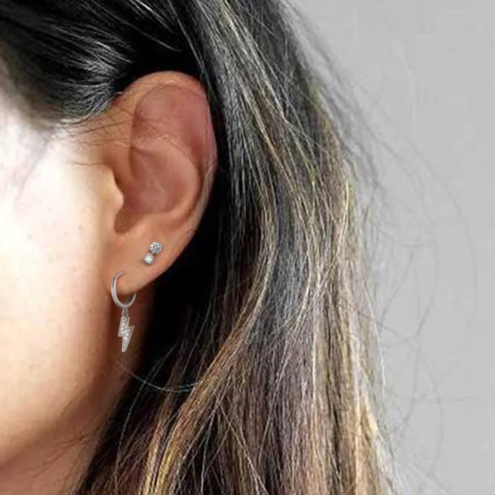 

Earrings Stylish Earrings Drop Diamond Stud White Gold Color Trendy Fashionable Ear Clips Female Accessories