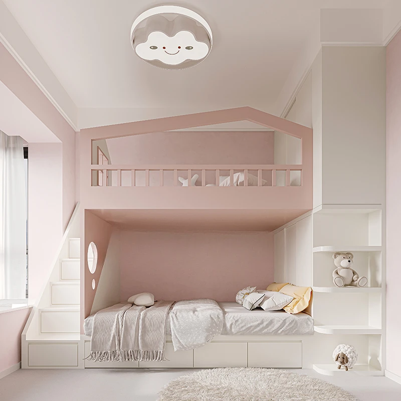 Solid wood furniture for children's room with upper and lower bunks, mother bed, ladder cabinet, storage bed, double bed