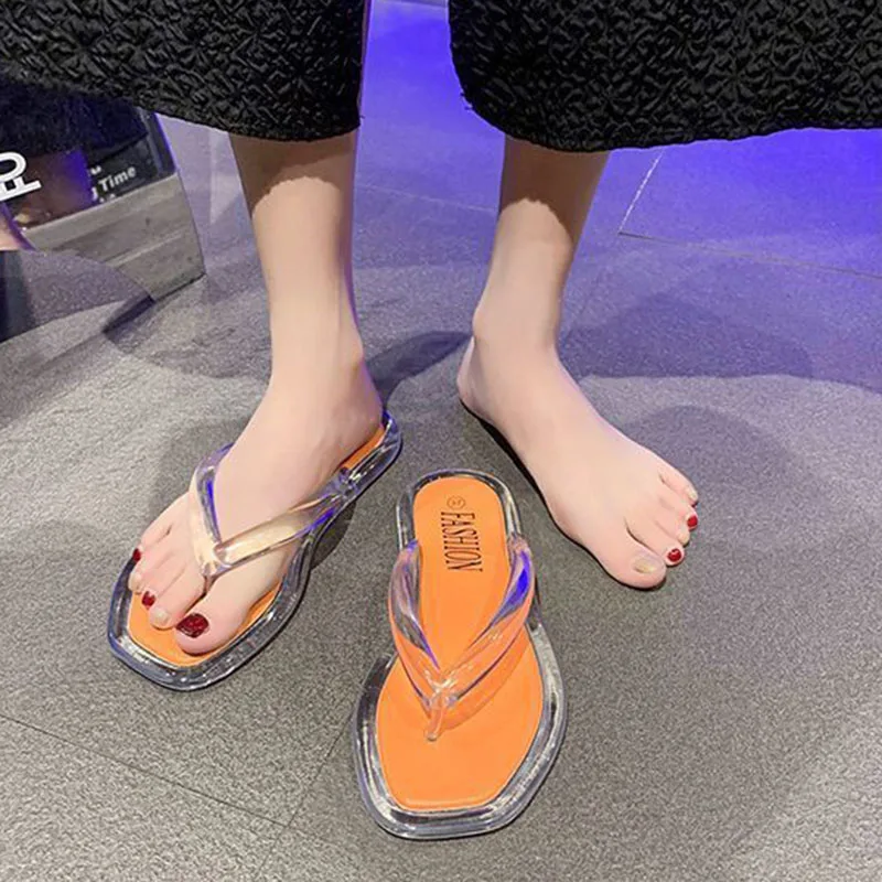 Pvc Transparent Flip Flops Shoes Women Slippers Flats Summer Sandals Fashion Beach Dress 2024 New Casual Female Zapatos Slides