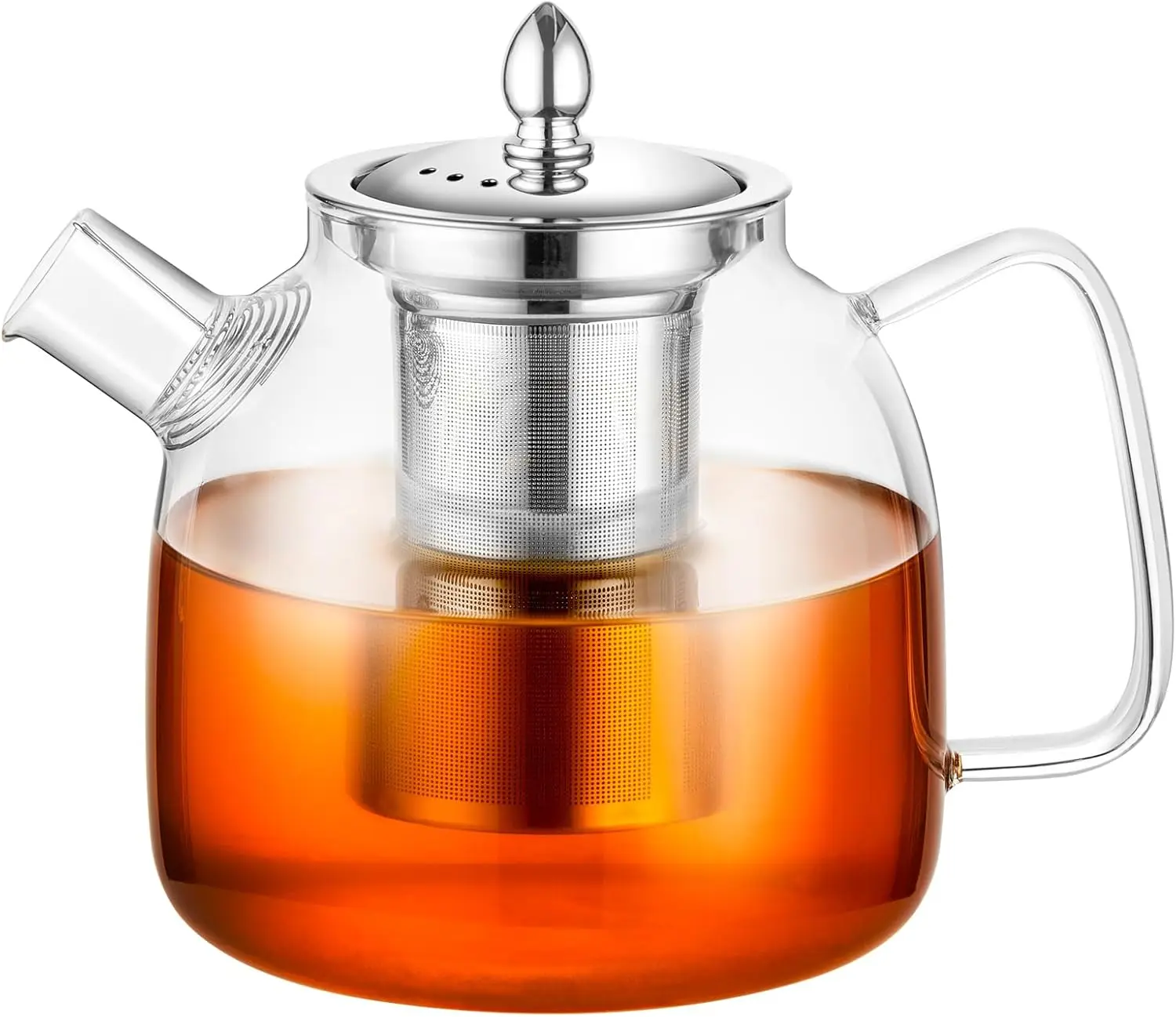 

Стеклянный чайник 33 унции/1000 мл со съемным заварочным устройством, чайник из боросиликатного стекла, безопасный для плиты, цветущие и вкладышистые чайники