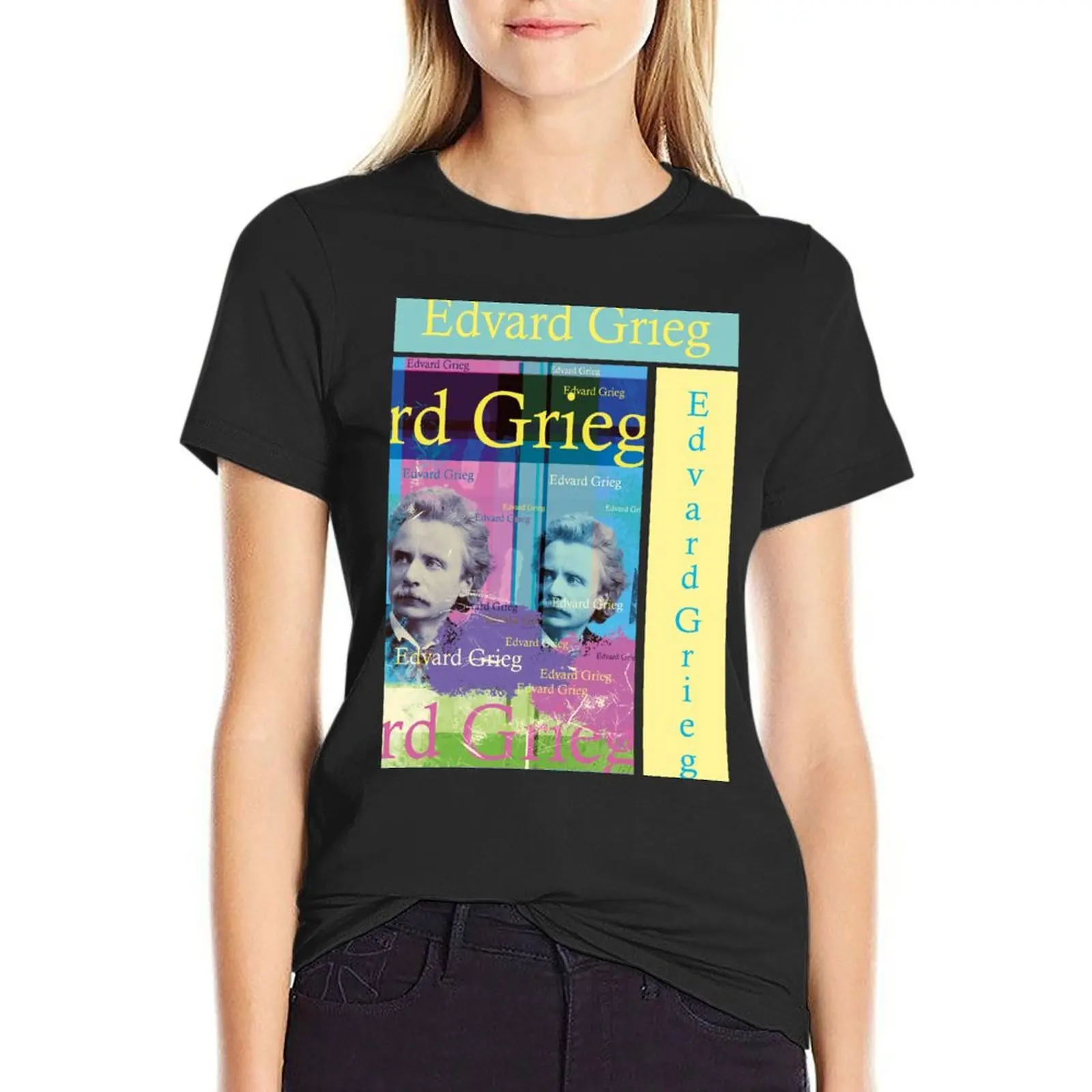 Edvard Grieg portrait, composer T-Shirt customs design your own oversized summer clothes lady clothes Woman fashion