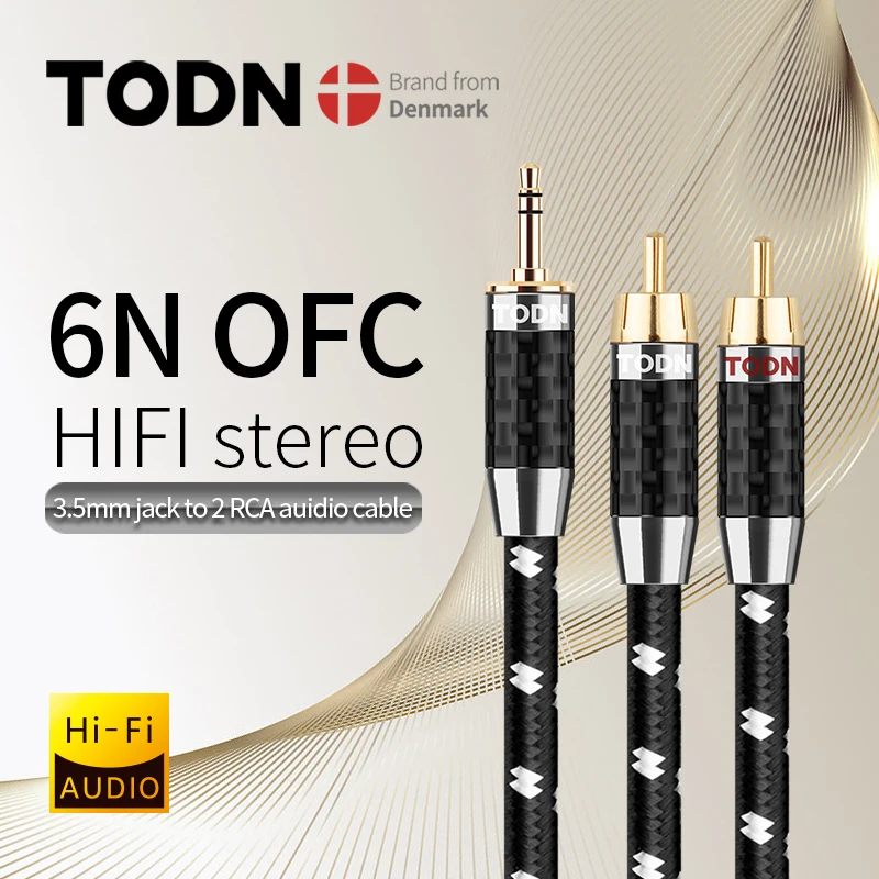 Kabel TODN RCA HiFi Stereo 3,5 mm do 2RCA Kabel audio AUX RCA Jack 3,5 Y Rozgałęźnik do wzmacniaczy Audio Kabel do kina domowego RCA