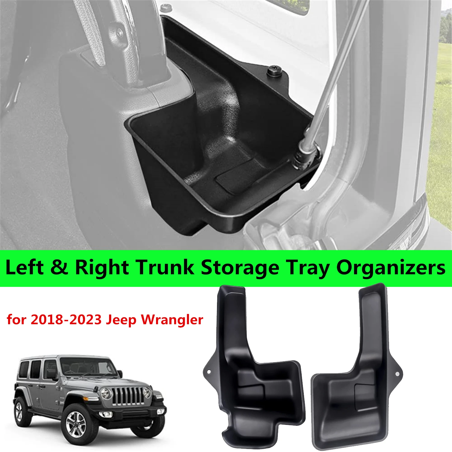 Rear Trunk Storage Box Holder Organizer Tray for Jeep Wrangler JL Gladiator JT 2018 2019 2020 2021 2022 2023 InteriorAccessories