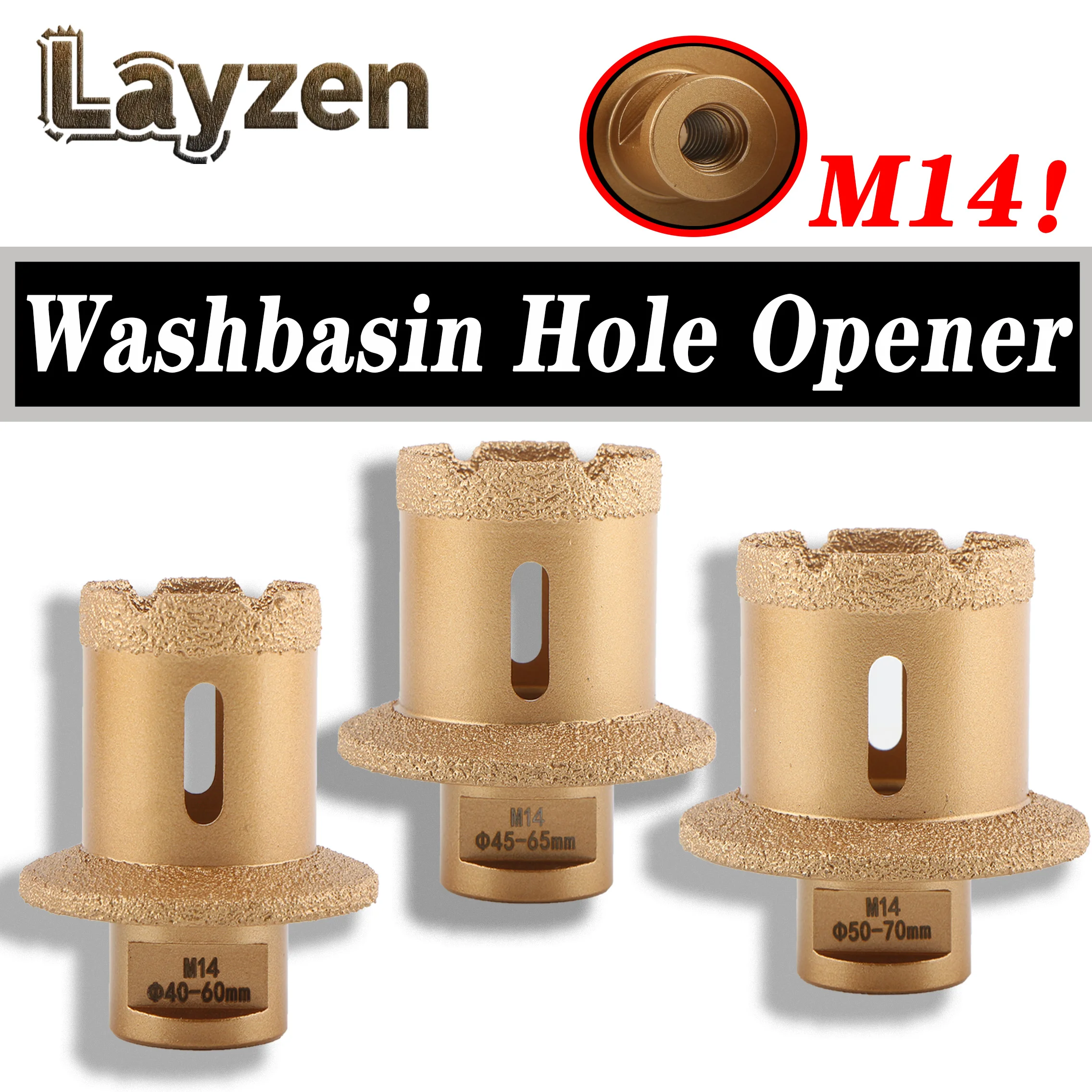 

M14 Washbasin Hole Opener Vacuum Brazed Hole Drill Diamond Hole Saw Drill Core Bits For Marble Tiles Porcelain Tile Ceramics