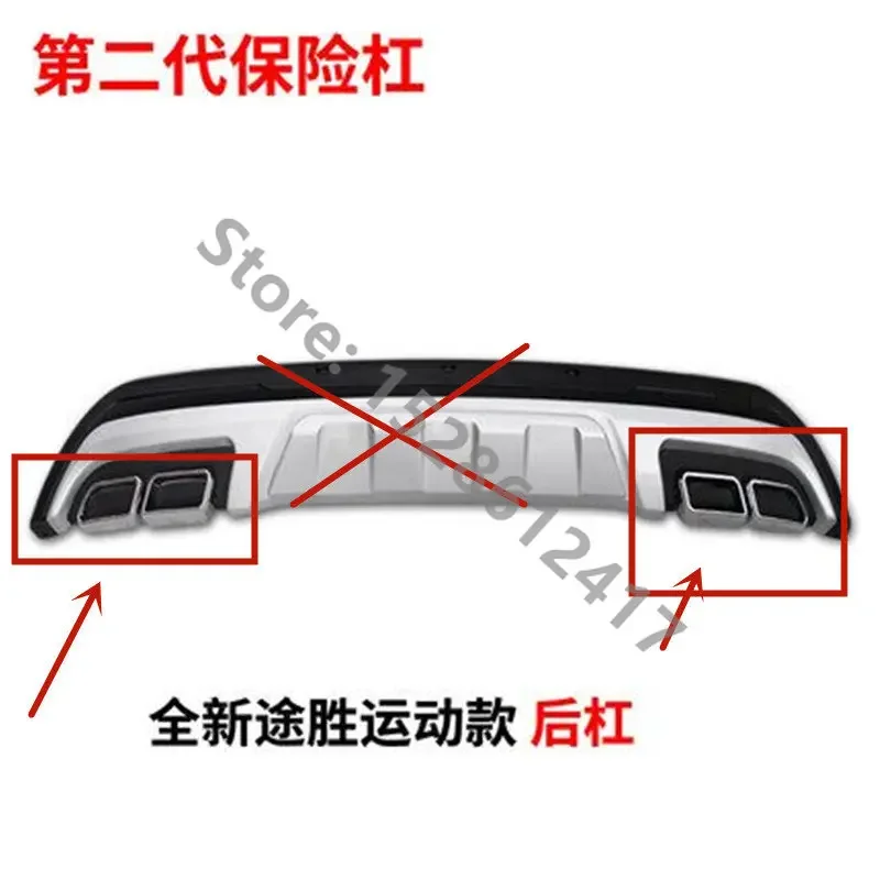 

Car Accessories ABS Plated Rear Bumper Exhaust Pipe False Tail Throat Trim For Hyundai Tucson TL 2015-2018 Car Styling