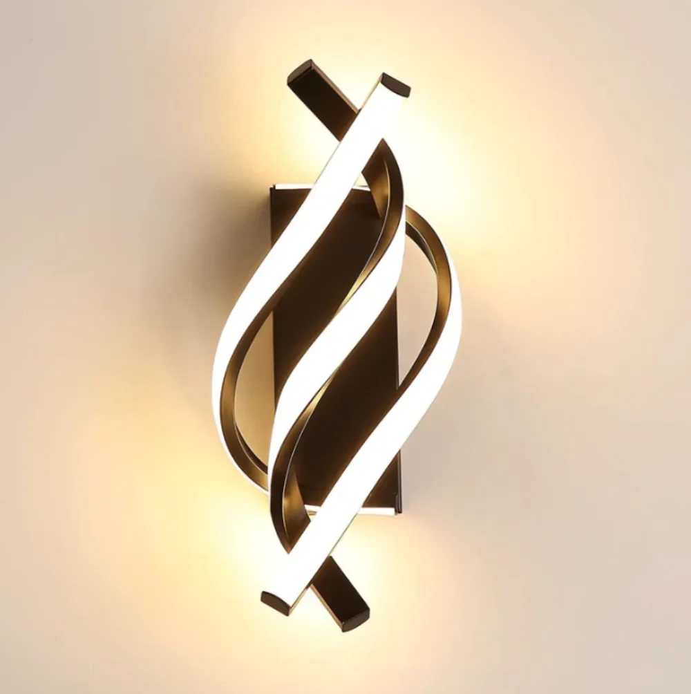 

Modern Curved Spiral Design LED Wall Lamp for Bedroom Bedside Corridor Living Room Staircase Corridor Lighting Fixtures