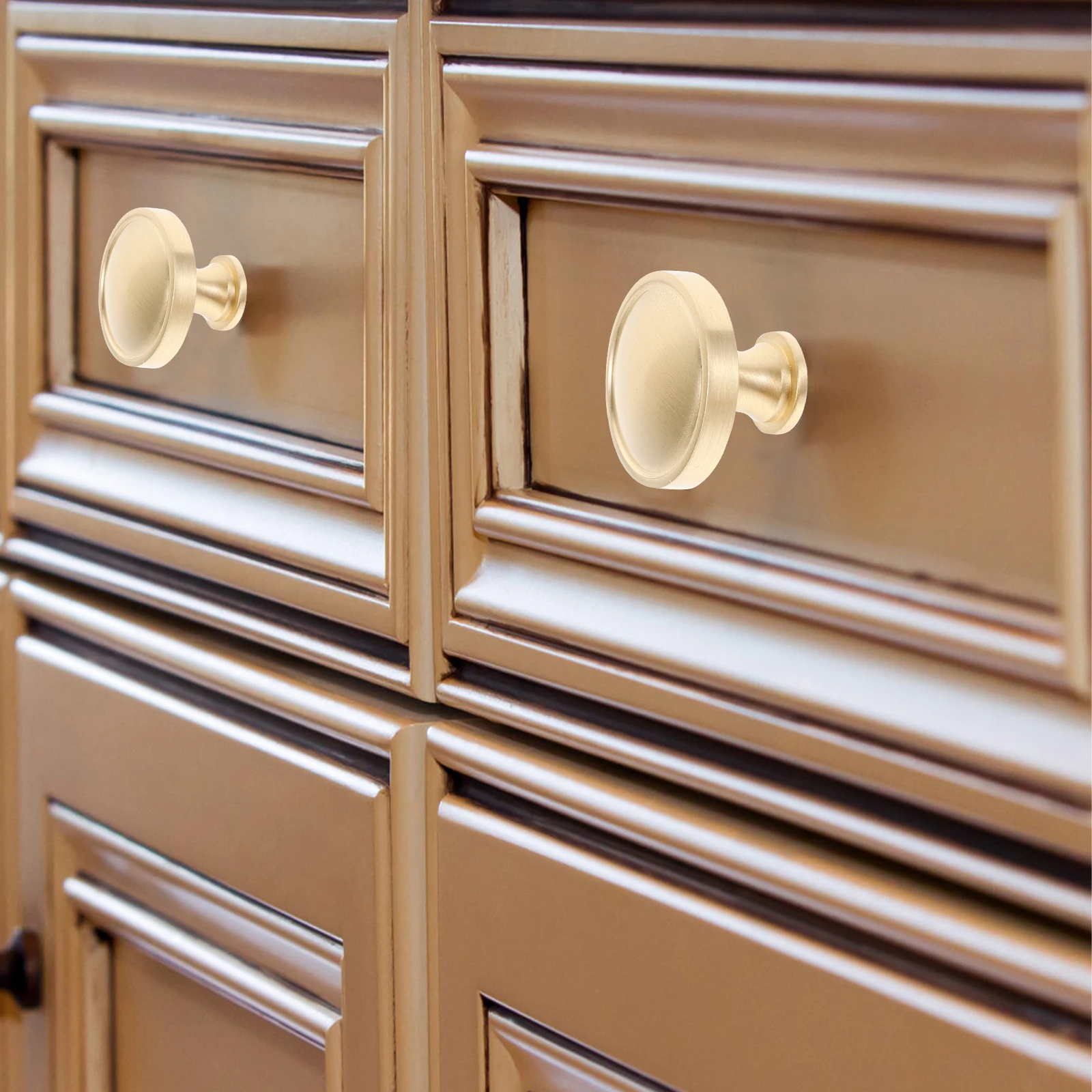 

Golden Cabinet Pulls Handles Drawer Knobs Dresser Cupboard Door Handle Hardware Round Metal Closet Furniture Storage Hardware