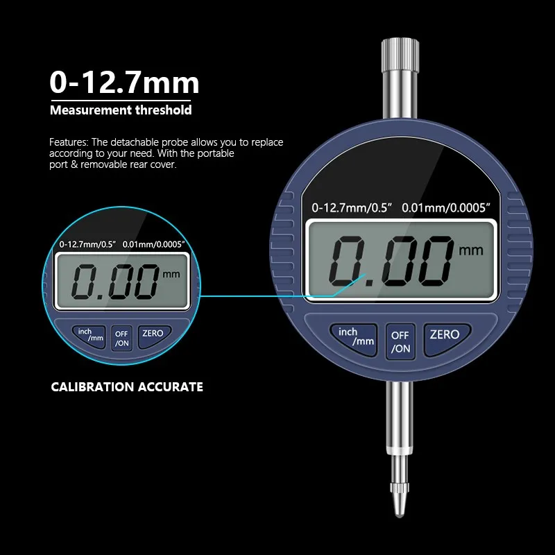 Pachometer Digital Dial Indicators Gauge 0-12.7mm 0.01mm Electronic Micrometer Metric Inch Dial Gauge Measuring Instruments