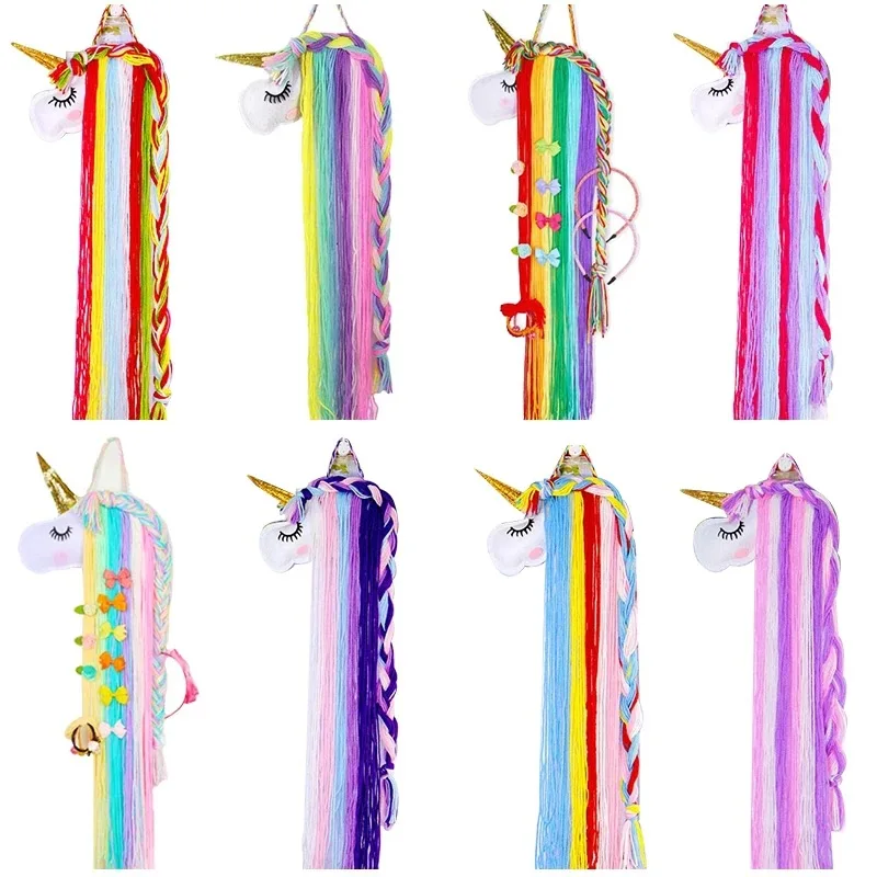 Colorful Unicorn Hair Clips Organizer Wall Hanging Hair Bow Holder Women Headband Storage Hanger for Girls Room Home Decoration