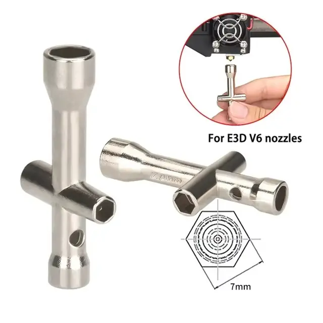 4 in 1 3D Printer Nozzle Tool M2 M2.5 M3 M4 Screw Nut Hexagonal Cross