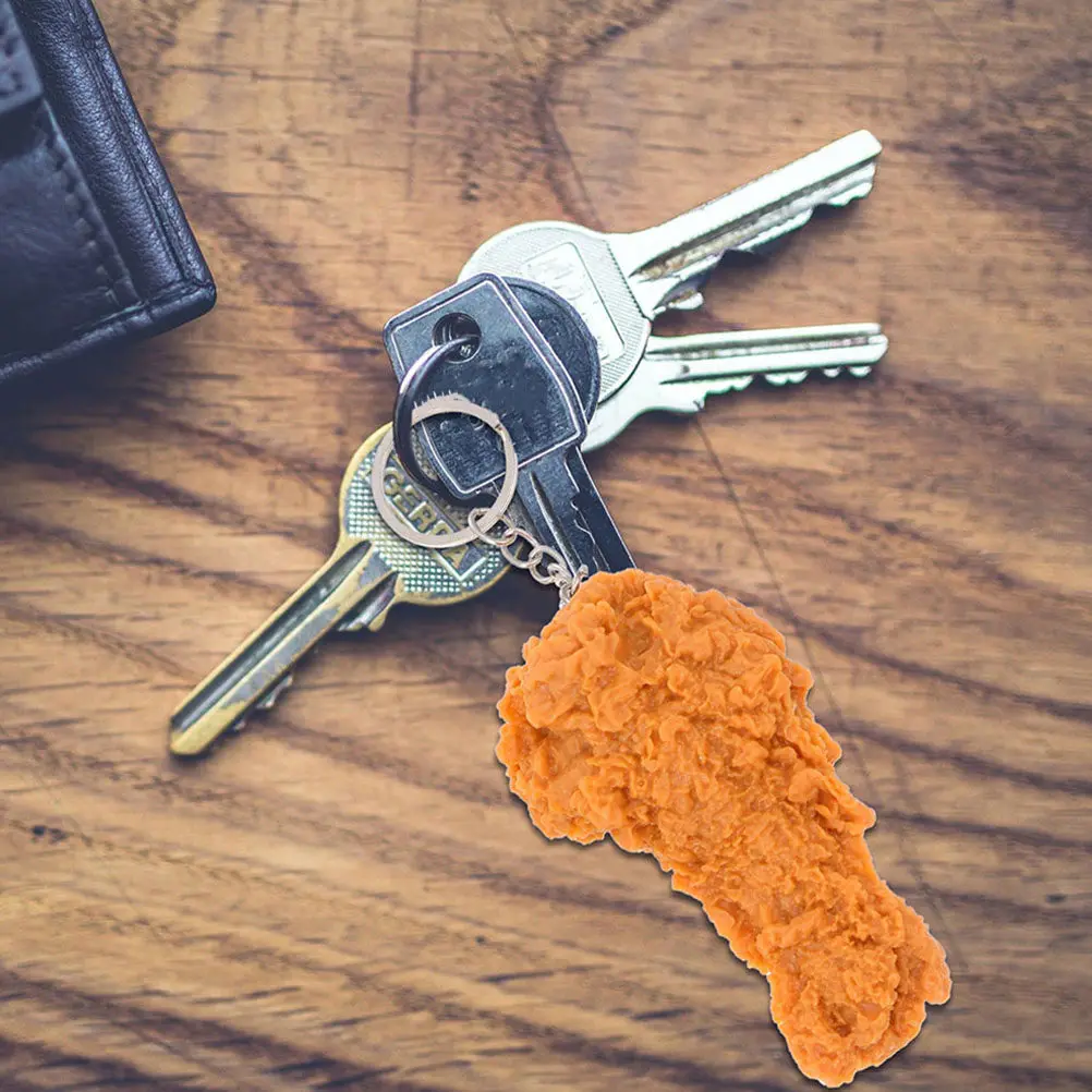 

Funny Fried Chicken Leg Keychain Imitation Food Pendant for Keys Bags Backpacks Car Interior Decorative Hanging Food Keyring