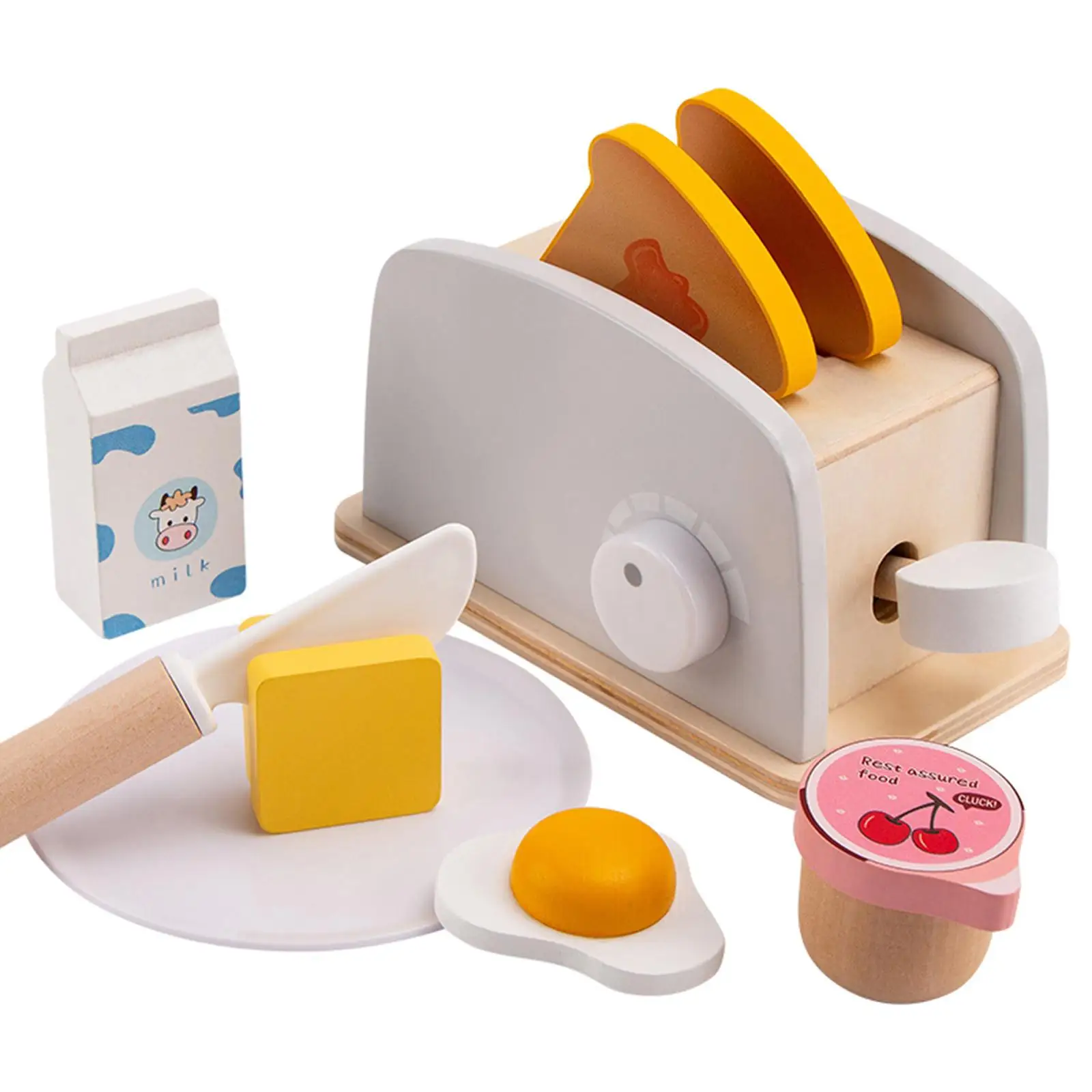 Juguetes de cocina de madera, juguete para hacer pan, juego de máquina de pan de simulación para niñas y niños,