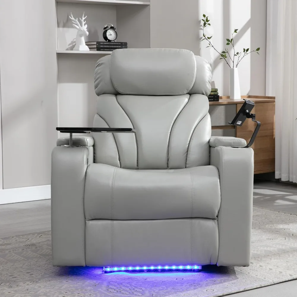 Recliner with USB Charging Port and Hidden Arm Storage, Home Theater Seating with Convenient Cup Holder Design,and Stereo