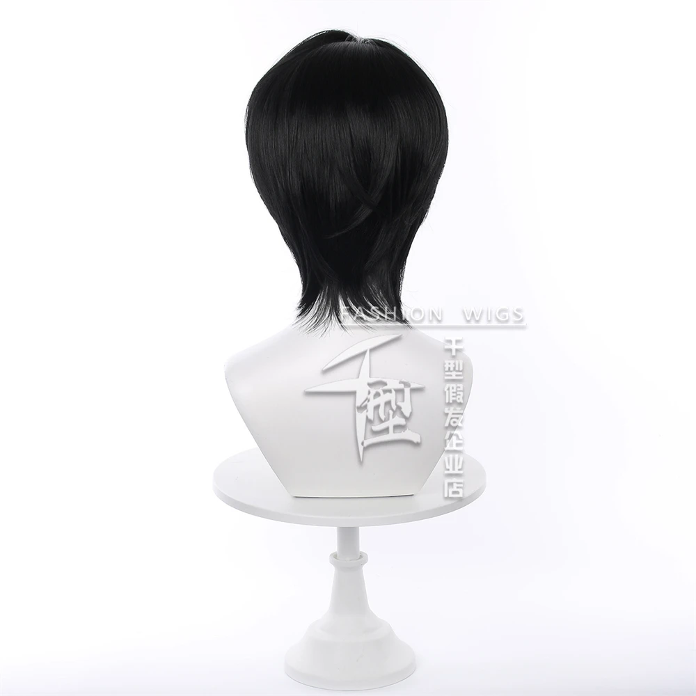 Saja Boys Jinu Cosplay Synthetische Pruik 25 cm Korte Zwarte Mannen Hittebestendige Anime Pruiken