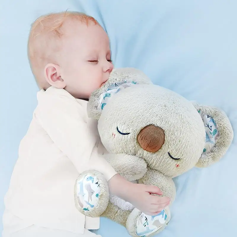 Orso che respira bambino lenitivo Koala peluche bambola giocattolo bambino bambini musica lenitiva bambino che dorme compagno suono e luce bambola giocattolo regalo