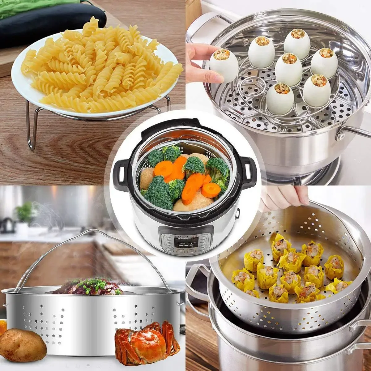 Accessories for Instant Pot,Steamer Basket,Egg Steamer Rack,Non-stick Springform Pan,Dish-Clip, Pressure Cooker