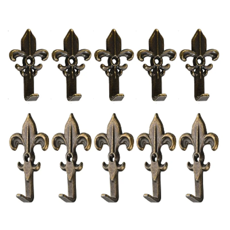 10Pcs Bathroom Wall Hooks Key Holder Home Decoration Hanger for Hanging Towel Clothes Hat Bag Kitchen Room Fittings with Screws