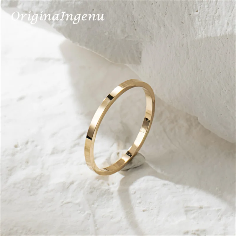 14K Gold Filled Flat Band Ring Handmade Minimalism Ring Dainty Women Jewelry Waterproof Jewelry Tarnish Resistant Ring