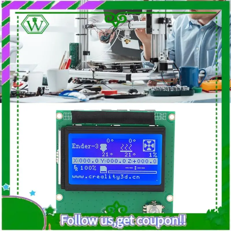 Reliable-3D Printer LCD Display Screen With Control Panel, 12864 Blue Screen For Ender 3, 3S, 3X, 3 Pro