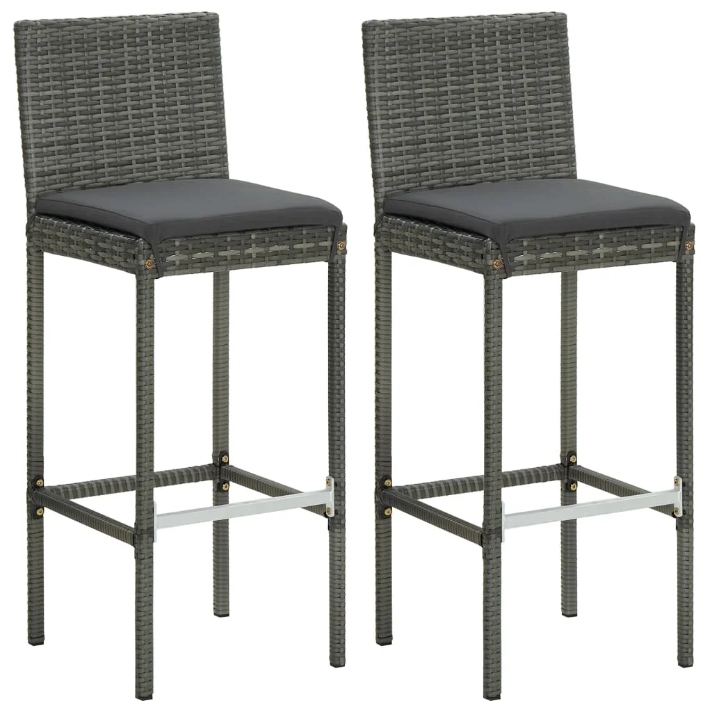 vidaXL 3 Piece Patio Bar Set with Cushions Poly Rattan Gray Bar furniture/bar furniture set