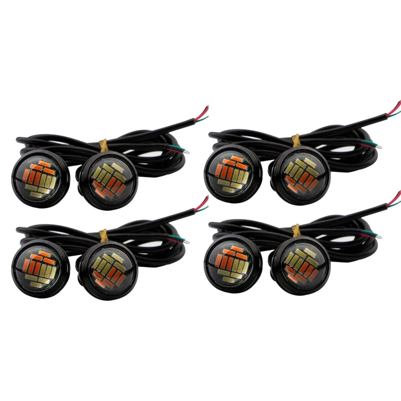 20 Pcs Car 12V 23Mm Dual Color Switchback 4014 12 LED Drl Eagle Eye Daytime Light