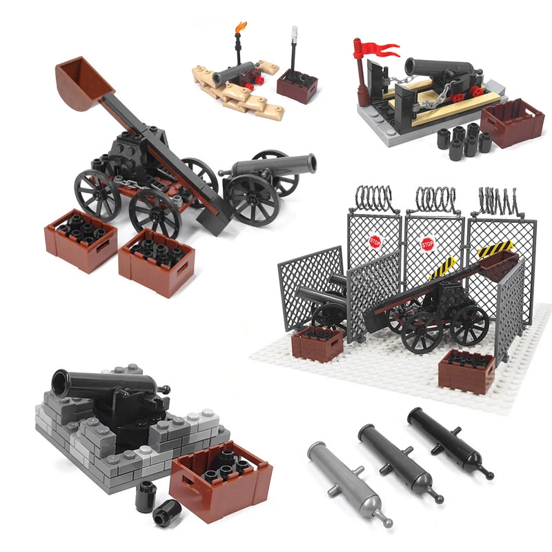 MOC Medieval Military Cannon Building Block Napoleon Field Unicorn Cannonball Figure Artillery of Qing Army MOC Brick Kids Toys