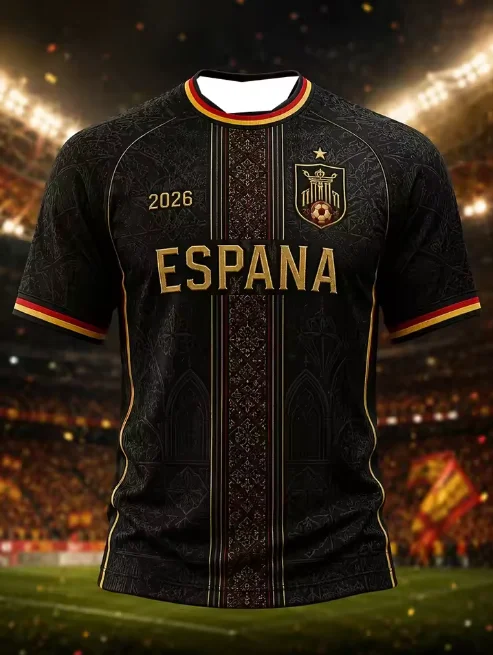 2026 Spanish 3D Printed Football Jersey Sports T-shirt Men's Casual Streetwear Women's T-shirt Androgynous Y2K Tops Harajuku view 3