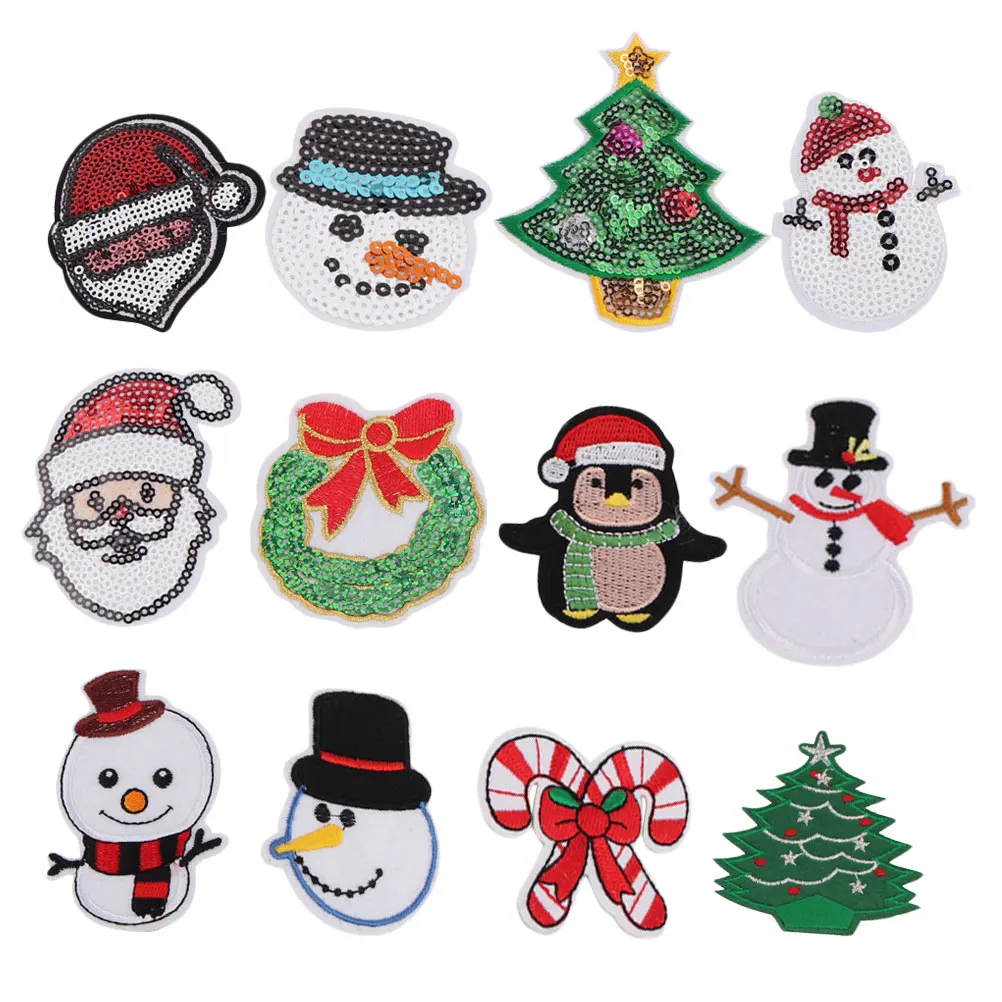 

22 Pcs Snowman Cloth Patches DIY Kit Cartoon Sticker Jeans Material Christmas Decorations Bright Colors Special Patterns Safe