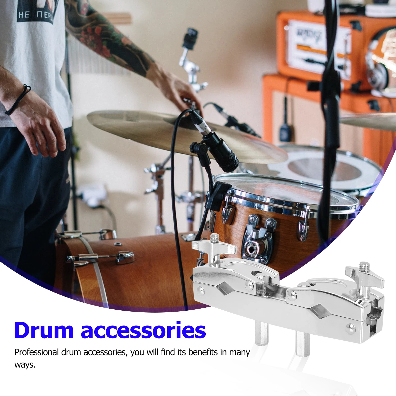 

Connector Clip Drum Mounted Cowbell Holder for Clamp Accessories Mounting Bracket Iron Hoop